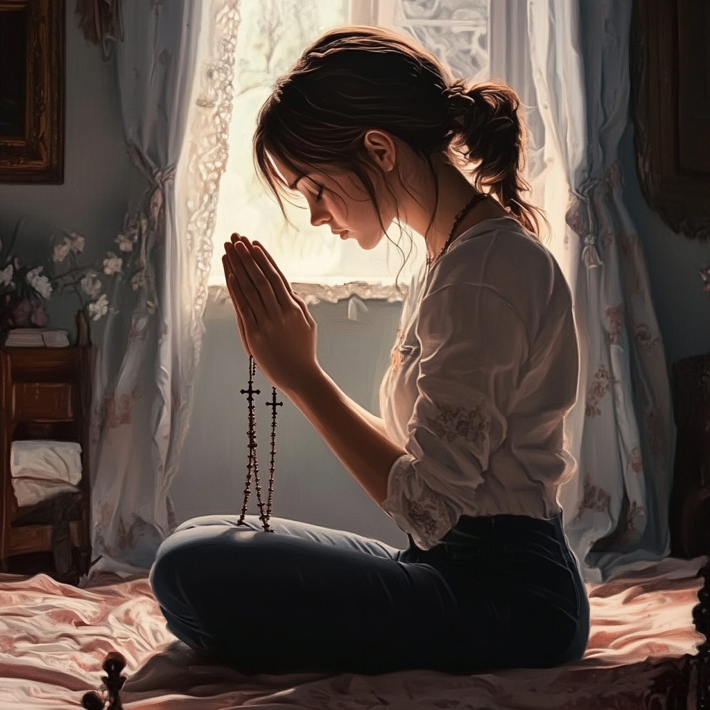 Person praying in a calm place